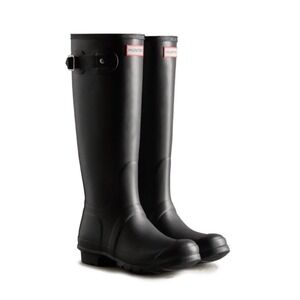 Hunter Womens Original Tall Rain Boots Black Matte Rubber WFT1000RMA Size 8